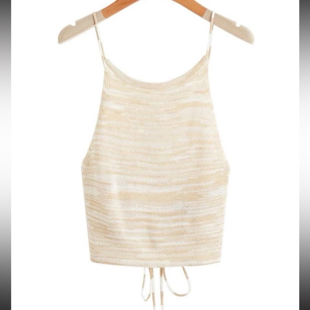 Criss cross tie back knit top